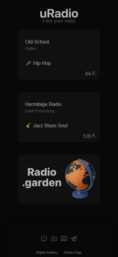 Main screen — station catalog